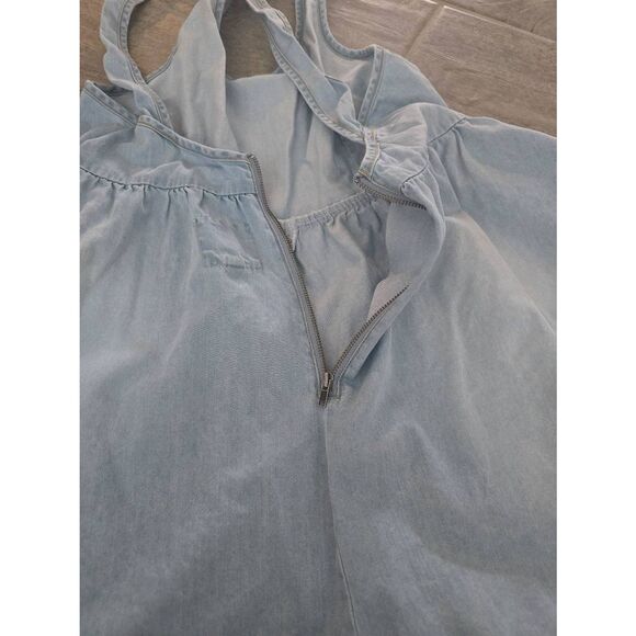 Women's One Teaspoon Mini Romper Jumpsuit Denim Chambray Light Wash Blue  Cotton - Picture 5 of 8